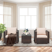 Load image into Gallery viewer, Gymax 3PCS Patio Rattan Outdoor Furniture Set w/ Cushioned Sofa Coffee Table