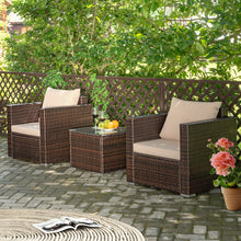 Load image into Gallery viewer, Gymax 3PCS Patio Rattan Outdoor Furniture Set w/ Cushioned Sofa Coffee Table