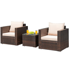 Load image into Gallery viewer, Gymax 3PCS Patio Rattan Outdoor Furniture Set w/ Cushioned Sofa Coffee Table