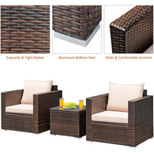Load image into Gallery viewer, Gymax 3PCS Patio Rattan Outdoor Furniture Set w/ Cushioned Sofa Coffee Table