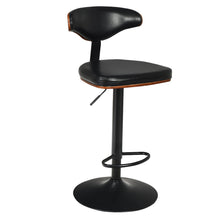 Load image into Gallery viewer, Gymax Walnut Bentwood Barstool Height Adjustable Upholstered Swivel Stool Curved Back