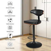 Load image into Gallery viewer, Gymax Walnut Bentwood Barstool Height Adjustable Upholstered Swivel Stool Curved Back