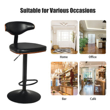 Load image into Gallery viewer, Gymax Walnut Bentwood Barstool Height Adjustable Upholstered Swivel Stool Curved Back