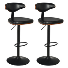 Load image into Gallery viewer, Gymax Set of 2 Bentwood Barstool Height Adjustable Swivel Bar Stool Upholstered Black