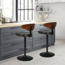 Load image into Gallery viewer, Gymax Set of 2 Bentwood Barstool Height Adjustable Swivel Bar Stool Upholstered Black