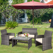 Load image into Gallery viewer, Gymax 4PCS Patio Outdoor Rattan Furniture Set Chair Loveseat Table Cushioned
