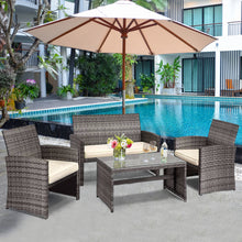 Load image into Gallery viewer, Gymax 8PCS Patio Outdoor Rattan Furniture Set w/ Cushioned Chair Loveseat Table