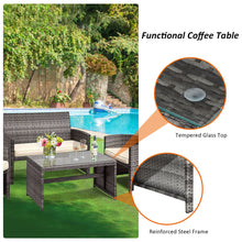 Load image into Gallery viewer, Gymax 4PCS Patio Outdoor Rattan Furniture Set Chair Loveseat Table Cushioned