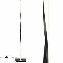 Load image into Gallery viewer, Gymax 48'' Helix LED Floor Lamp Modern Standing Pole Light w/ Built-in Light Strip Silver/Black
