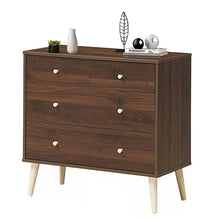 Load image into Gallery viewer, Gymax 4-Drawer Dresser Chest Cabinet Storage Organizer Rubber Leg W/Rail Walnut/Oak Finish
