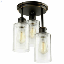 Load image into Gallery viewer, Gymax 3-Light Semi Flush Mount Ceiling Light w/ Black Finish & Seeded Glass Shades