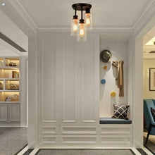Load image into Gallery viewer, Gymax 3-Light Semi Flush Mount Ceiling Light w/ Black Finish & Seeded Glass Shades