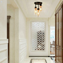 Load image into Gallery viewer, Gymax 3-Light Semi Flush Mount Ceiling Light w/ Black Finish & Seeded Glass Shades