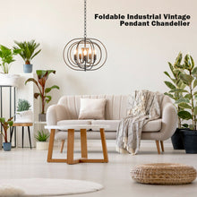 Load image into Gallery viewer, Gymax 16'' 5-Light Metal Pendant Chandelier w/ Iron Chain Pivoting Interlocking Rings