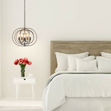 Load image into Gallery viewer, Gymax 16'' 5-Light Metal Pendant Chandelier w/ Iron Chain Pivoting Interlocking Rings