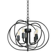 Load image into Gallery viewer, Gymax 16'' 5-Light Metal Pendant Chandelier w/ Iron Chain Pivoting Interlocking Rings