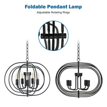 Load image into Gallery viewer, Gymax 16'' 5-Light Metal Pendant Chandelier w/ Iron Chain Pivoting Interlocking Rings