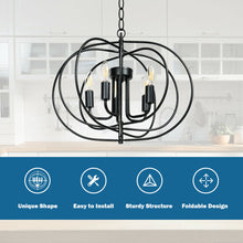 Load image into Gallery viewer, Gymax 16'' 5-Light Metal Pendant Chandelier w/ Iron Chain Pivoting Interlocking Rings