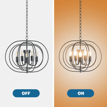 Load image into Gallery viewer, Gymax 16'' 5-Light Metal Pendant Chandelier w/ Iron Chain Pivoting Interlocking Rings