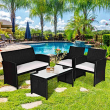 Load image into Gallery viewer, Gymax 4PCS Rattan Patio Conversation Set Outdoor w/ Coffee Table Cushioned Sofa