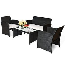 Load image into Gallery viewer, Gymax 4PCS Rattan Patio Conversation Set Outdoor w/ Coffee Table Cushioned Sofa