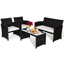 Load image into Gallery viewer, Gymax 4PCS Rattan Patio Conversation Set Outdoor w/ Coffee Table Cushioned Sofa