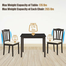 Load image into Gallery viewer, Gymax 3PCS Wooden Dining Set w/ Square Table 2 Cushioned Chairs