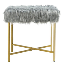 Load image into Gallery viewer, Gymax Faux Fur Decorative Ottoman Stool Footrest w/ Gold Metal Legs