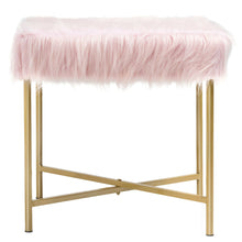 Load image into Gallery viewer, Gymax Faux Fur Decorative Ottoman Stool Footrest w/ Gold Metal Legs