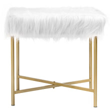 Load image into Gallery viewer, Gymax Faux Fur Decorative Ottoman Stool Footrest w/ Gold Metal Legs
