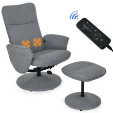 Load image into Gallery viewer, Gymax Massage Recliner & Ottoman Set Swivel Lounge Chair w/ Remote Control
