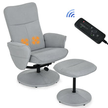 Load image into Gallery viewer, Gymax Massage Recliner & Ottoman Set Swivel Lounge Chair w/ Remote Control