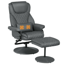 Load image into Gallery viewer, Gymax Massage Recliner Chair Leather Armchair Swivel w/Ottoman&Lumbar Support