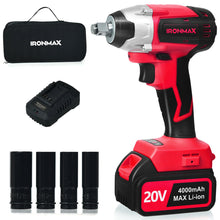 Load image into Gallery viewer, Gymax 20V Cordless Impact Wrench Brushless w/ 4.0 AH Battery Fast Charger Sockets Bag