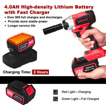 Load image into Gallery viewer, Gymax 20V Cordless Impact Wrench Brushless w/ 4.0 AH Battery Fast Charger Sockets Bag
