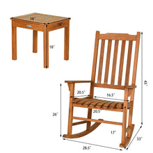 Load image into Gallery viewer, Gymax 3 PCS Eucalyptus Rocking Chair Set W/ Coffee Table 2 Wood Conversation Chairs