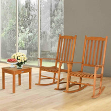Load image into Gallery viewer, Gymax 3 PCS Eucalyptus Rocking Chair Set W/ Coffee Table 2 Wood Conversation Chairs