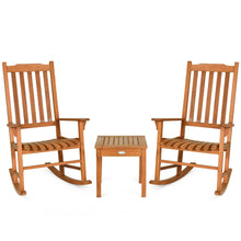 Load image into Gallery viewer, Gymax 3 PCS Eucalyptus Rocking Chair Set W/ Coffee Table 2 Wood Conversation Chairs