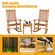 Load image into Gallery viewer, Gymax 3 PCS Eucalyptus Rocking Chair Set W/ Coffee Table 2 Wood Conversation Chairs