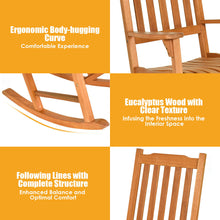 Load image into Gallery viewer, Gymax 3 PCS Eucalyptus Rocking Chair Set W/ Coffee Table 2 Wood Conversation Chairs