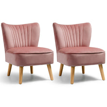 Load image into Gallery viewer, Gymax 2PCS Accent Chair Armless Leisure Chair Single Sofa w/ Wood Legs Green/Blue/Pink