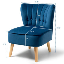 Load image into Gallery viewer, Gymax 2PCS Accent Chair Armless Leisure Chair Single Sofa w/ Wood Legs Blue