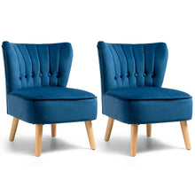 Load image into Gallery viewer, Gymax 2PCS Accent Chair Armless Leisure Chair Single Sofa w/ Wood Legs Blue
