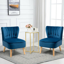Load image into Gallery viewer, Gymax 2PCS Accent Chair Armless Leisure Chair Single Sofa w/ Wood Legs Blue
