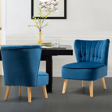 Load image into Gallery viewer, Gymax 2PCS Accent Chair Armless Leisure Chair Single Sofa w/ Wood Legs Blue