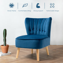 Load image into Gallery viewer, Gymax 2PCS Accent Chair Armless Leisure Chair Single Sofa w/ Wood Legs Blue