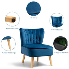 Load image into Gallery viewer, Gymax 2PCS Accent Chair Armless Leisure Chair Single Sofa w/ Wood Legs Blue