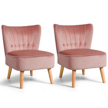 Load image into Gallery viewer, Gymax 2PCS Accent Chair Armless Leisure Chair Single Sofa w/ Wood Legs Pink