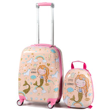 Load image into Gallery viewer, Gymax 2 PCS Kids Carry-on Luggage Set 12'' Backpack and 18'' Rolling Suitcase