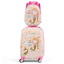 Load image into Gallery viewer, Gymax 2 PCS Kids Carry-on Luggage Set 12'' Backpack and 18'' Rolling Suitcase